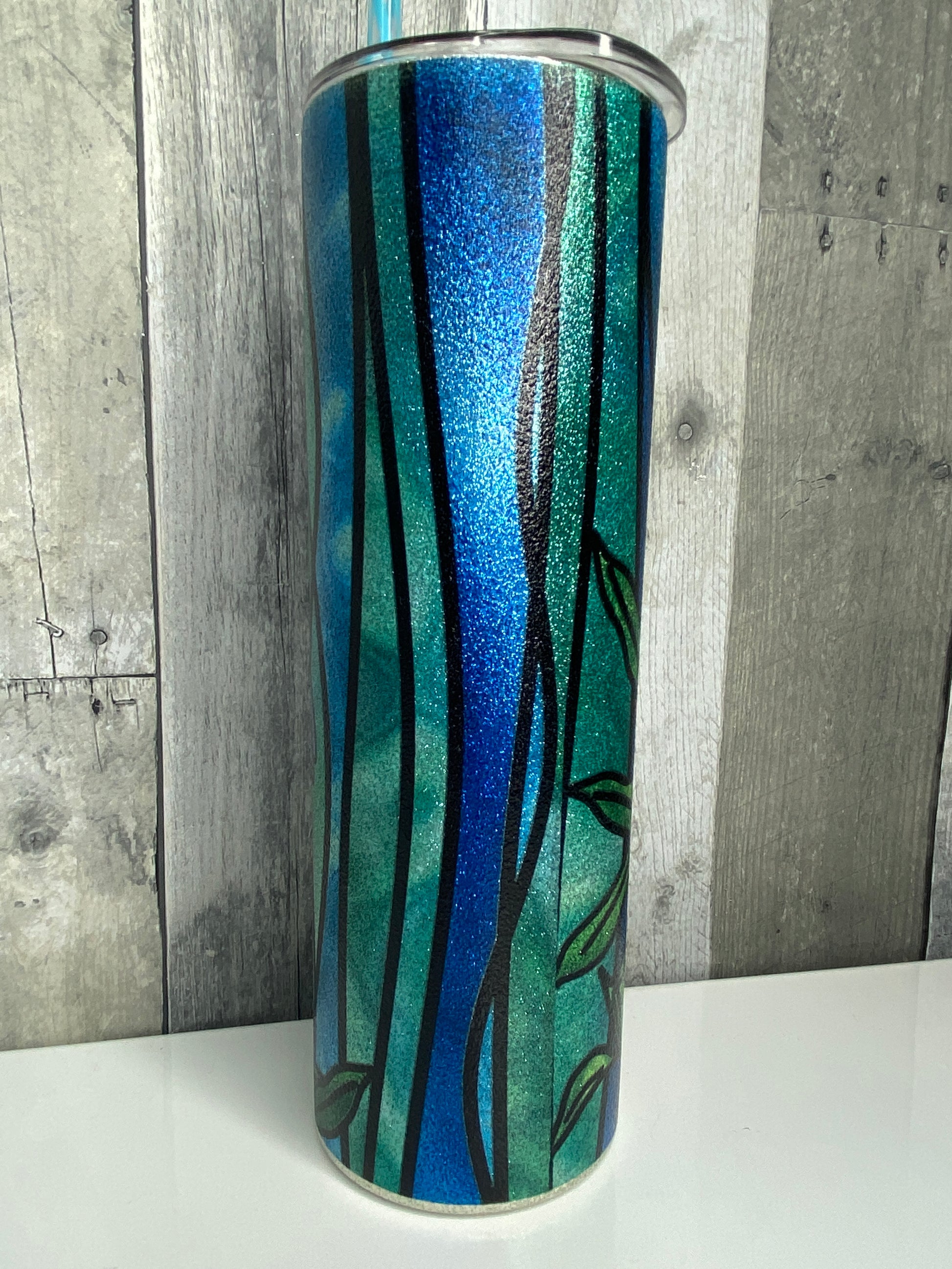 30oz Hummingbird Stained Glass Inspired Glitter Tumbler - Binnie & Bopper Designs