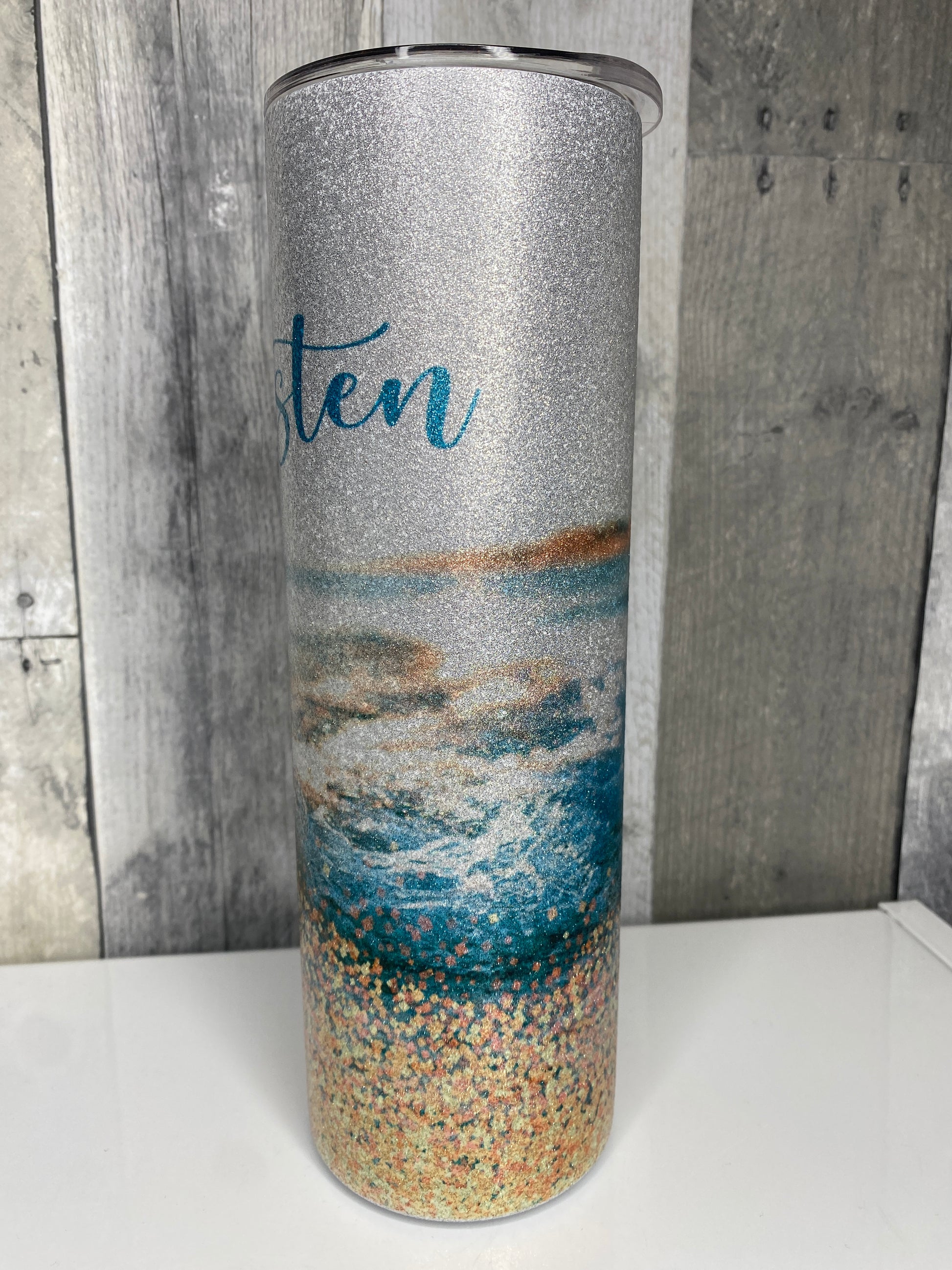 30oz Ocean Scene Glitter Tumbler. Personalize it! - Binnie & Bopper Designs