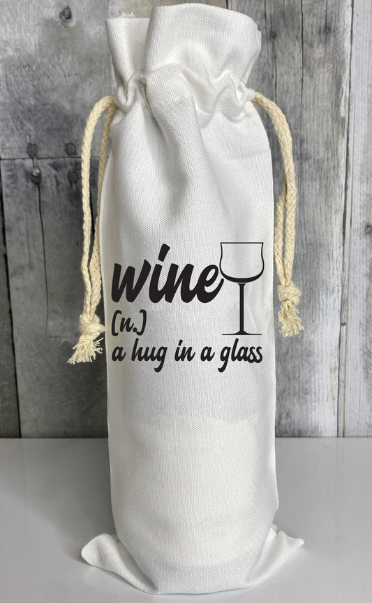 Wine-A Hug in a Glass Wine Bag - Binnie & Bopper Designs