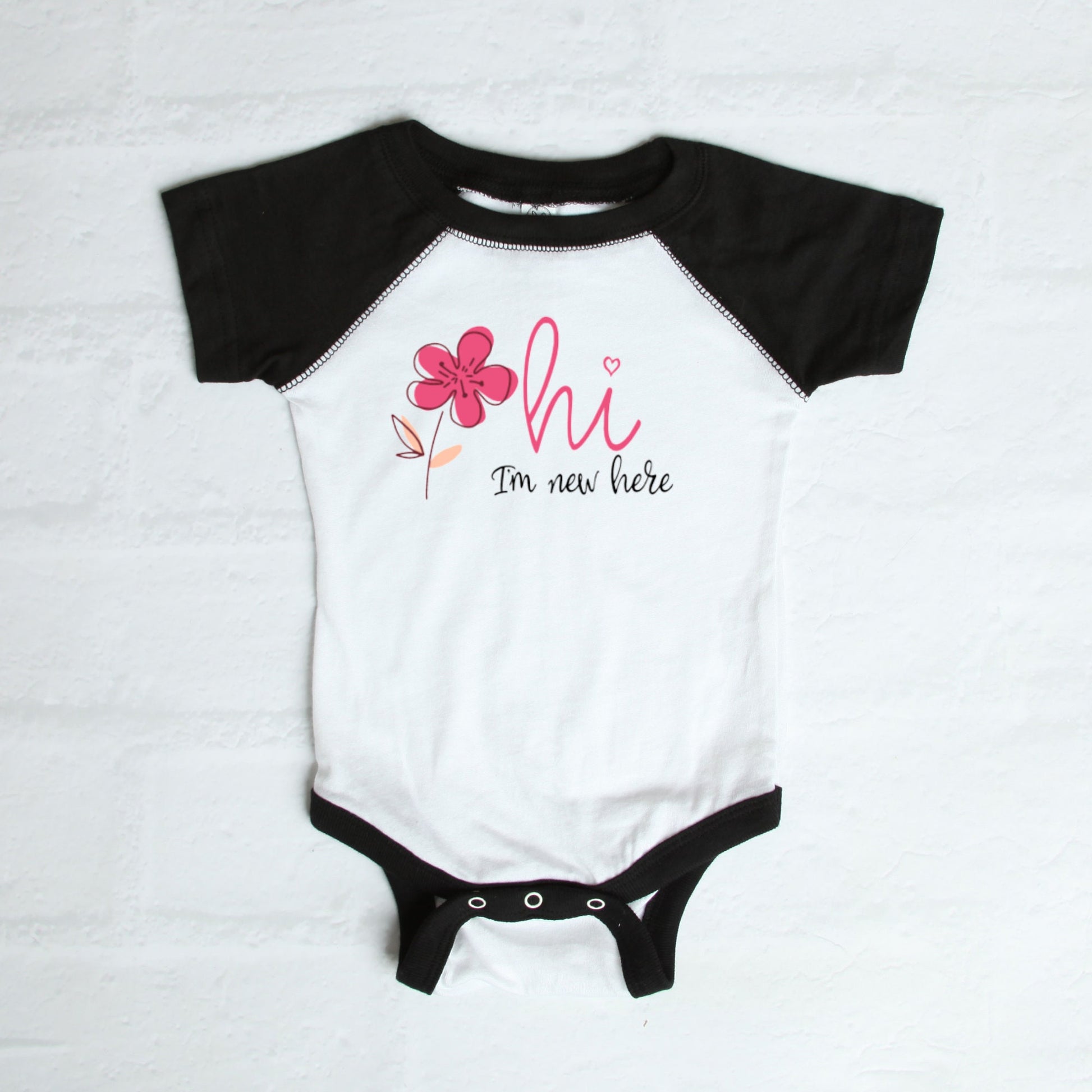 Hi I'm New Here, Baby Girl Infant Bodysuit - Binnie & Bopper Designs