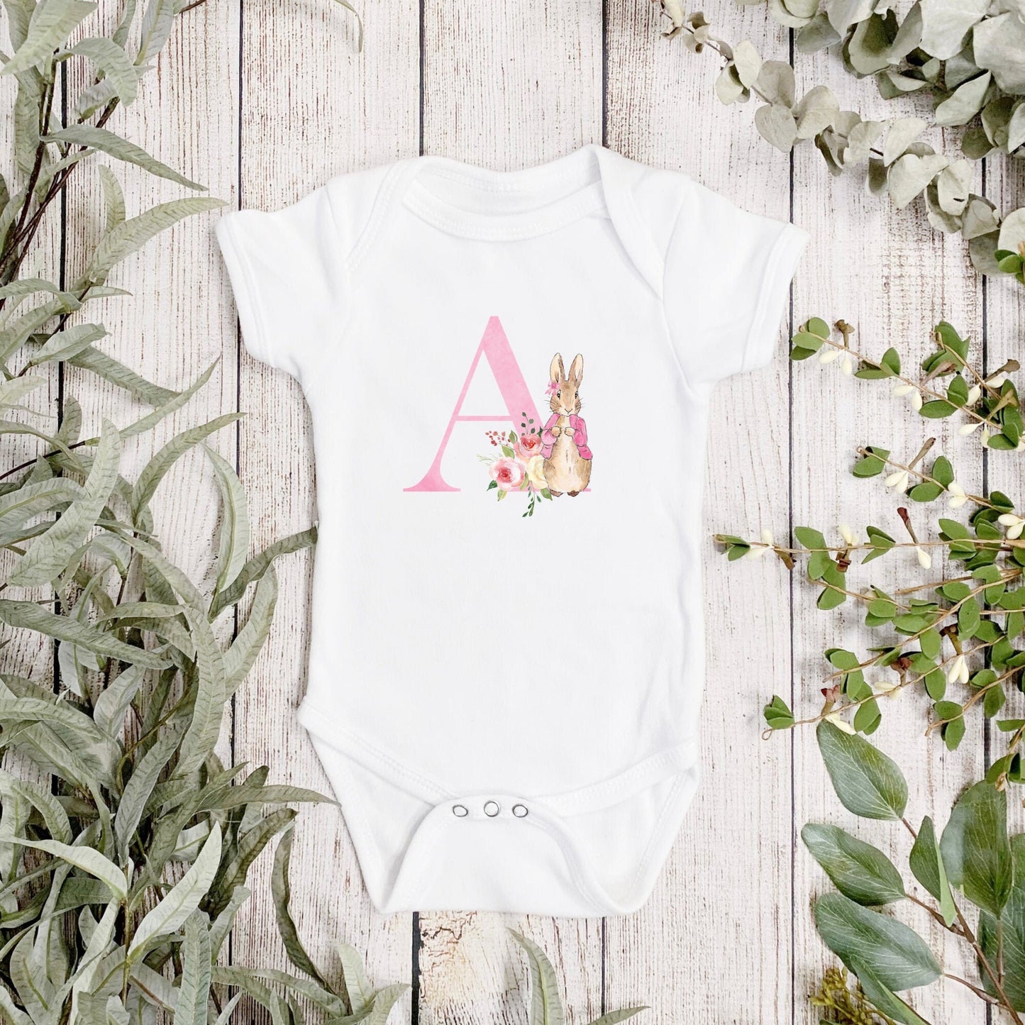 Baby Girl Floral Flopsy Bunny, Peter Rabbit Infant Bodysuit - Binnie & Bopper Designs