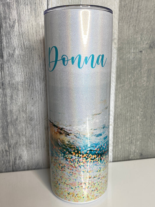 Ocean Theme Pearl Shimmer Tumbler, Personalize it! - Binnie & Bopper Designs