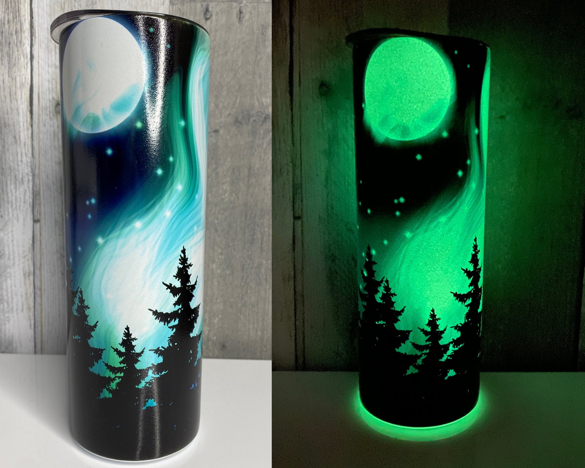 Northern Lights Tumbler Glow in the Dark Tumbler - Binnie & Bopper Designs