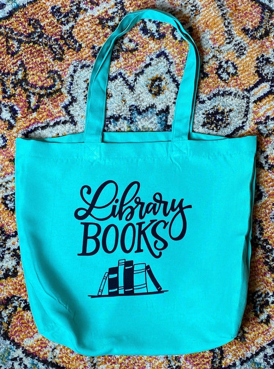 Library Books Tote Bag, Reusable Tote Bag, Library Bag for Kids - Binnie & Bopper Designs