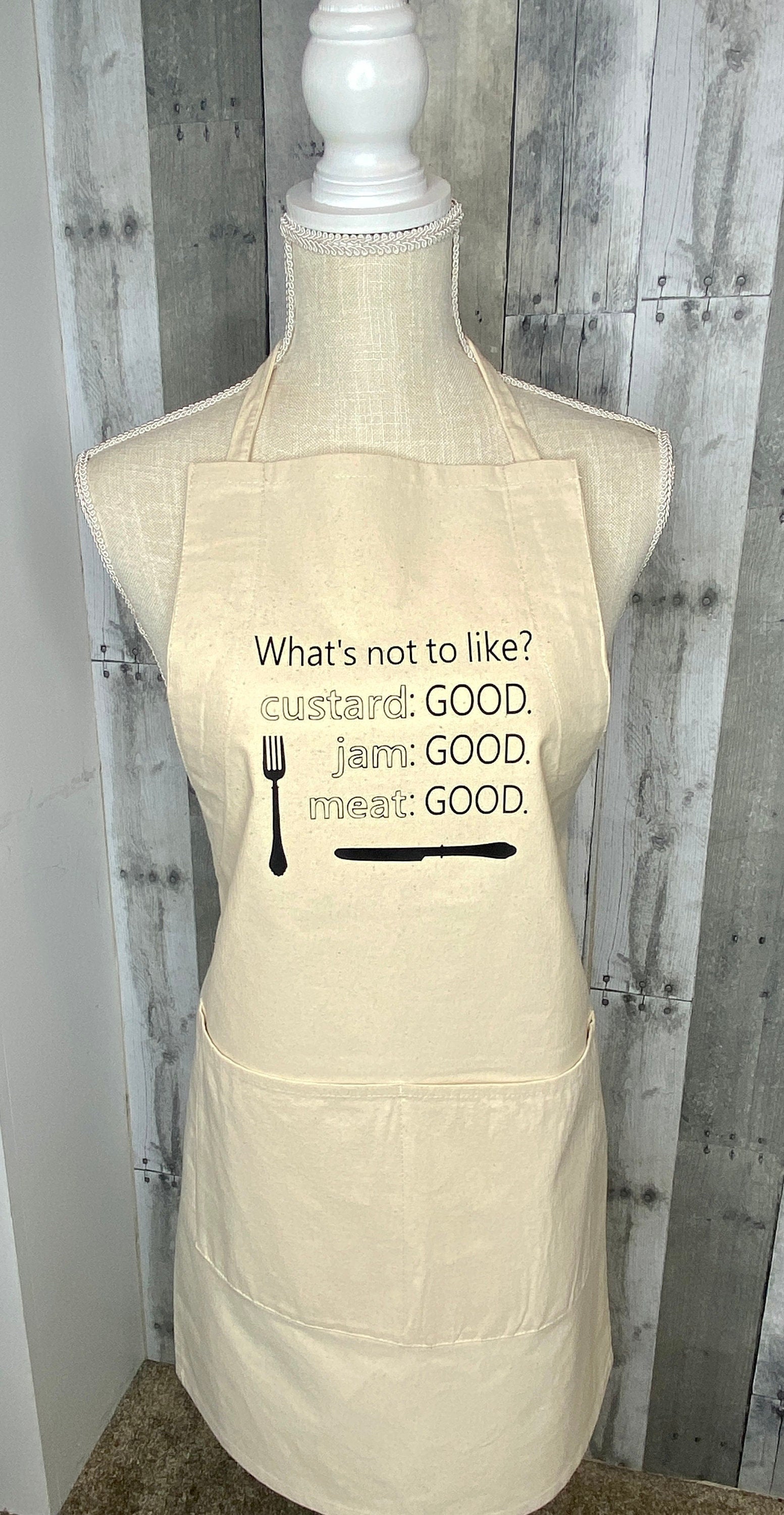 Friends Inspired Trifle Apron, What's Not To Like? Meat Good. - Binnie & Bopper Designs