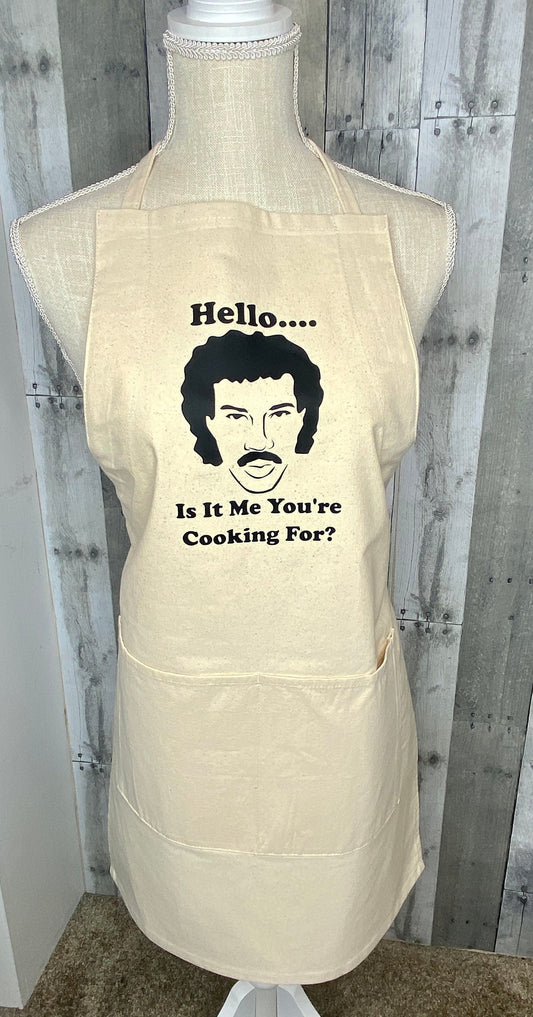 Lionel Richie Inspired Apron, Hello Is It Me You're Cooking For? - Binnie & Bopper Designs