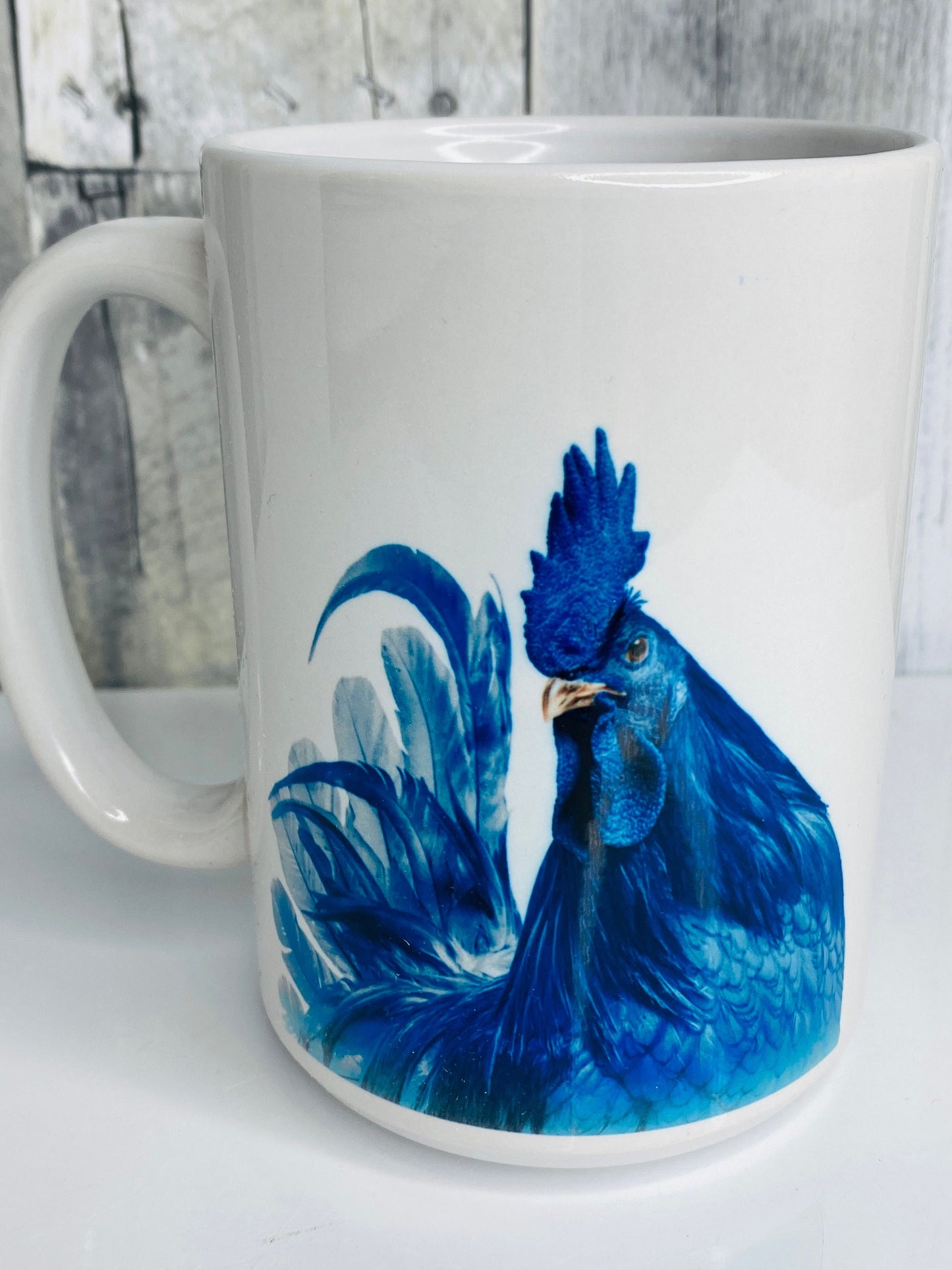 Gorgeous Blue Rooster Ceramic Mug, 15oz - Binnie & Bopper Designs