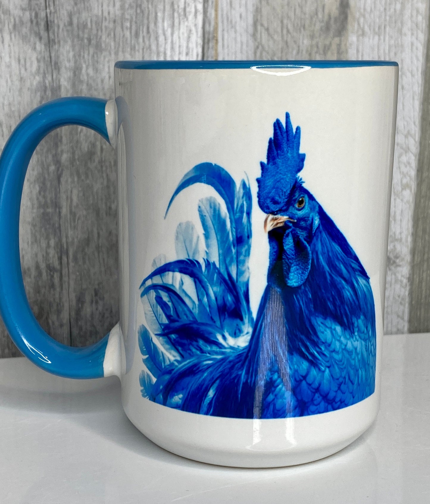 Gorgeous Blue Rooster Ceramic Mug, 15oz - Binnie & Bopper Designs