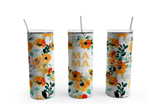Mama Orange and Yellow Flower Tumbler - Binnie & Bopper Designs