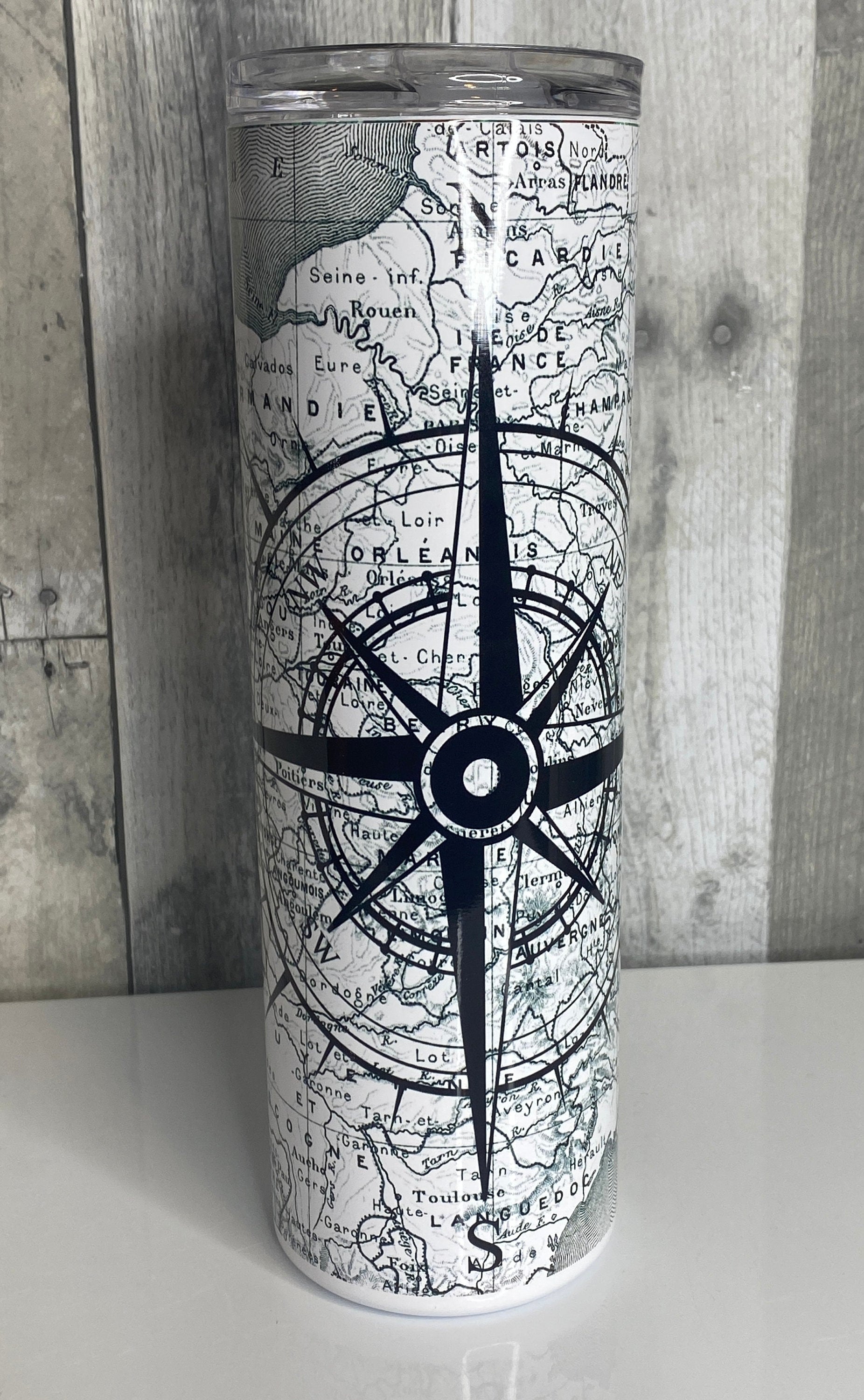 Old Vintage Map Compass Tumbler - Binnie & Bopper Designs