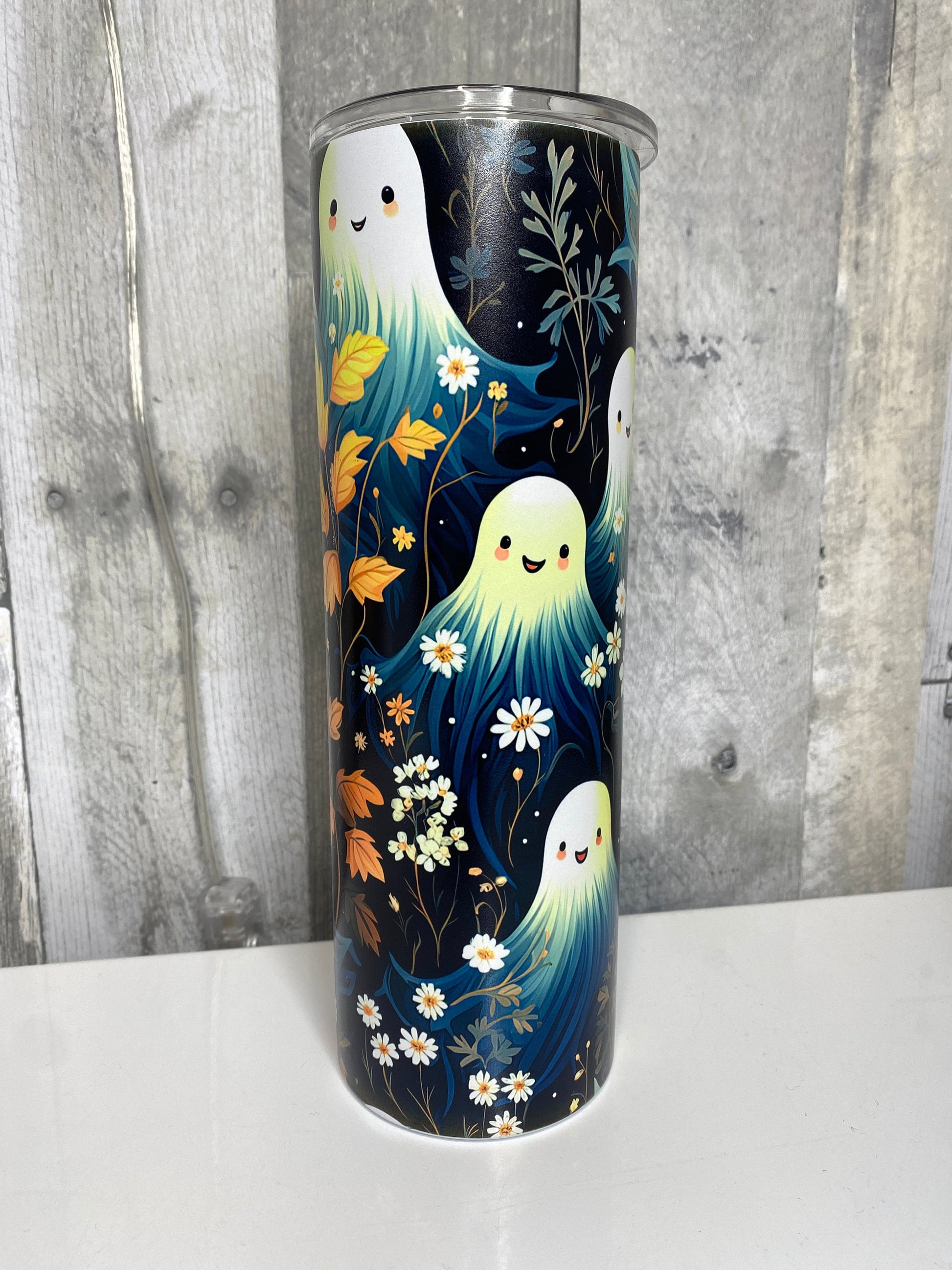 Adorable Boho Fall Ghosts Glow in the Dark Tumbler - Binnie & Bopper Designs