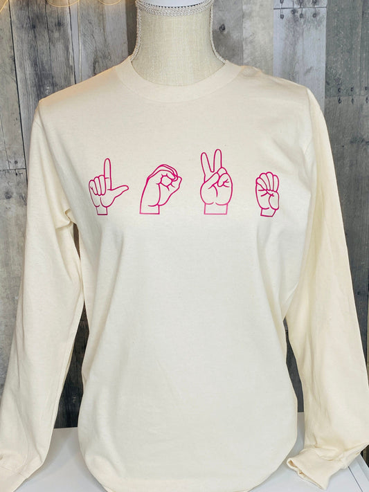Love, American Sign Language, Long Sleeved Tee, Valentine's Shirt, Valentine's Day