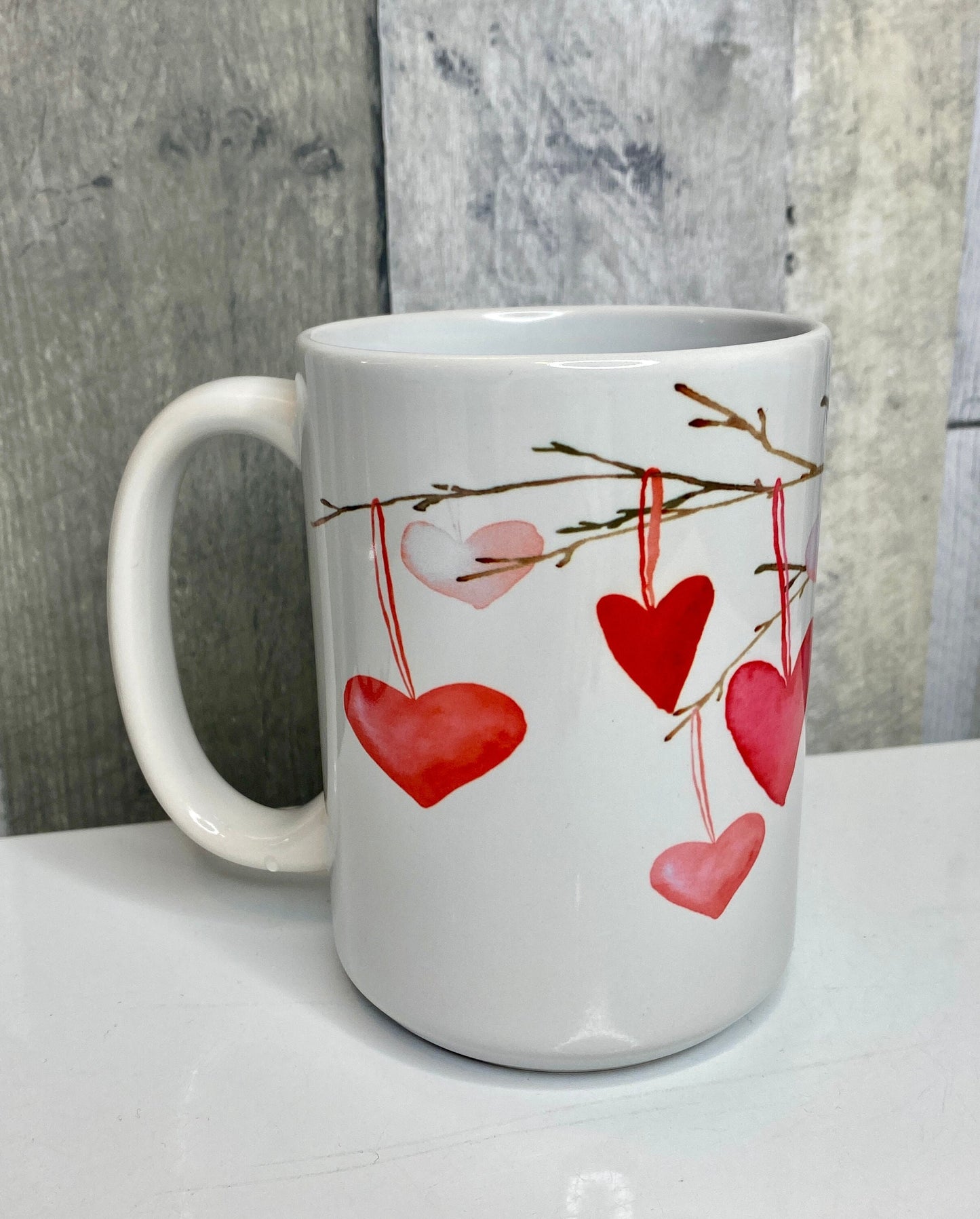 Watercolor Hearts on a Branch, Valentine's Mug